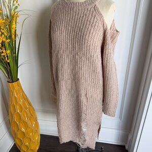 POL distressed cold shoulder sweater tunic/dress